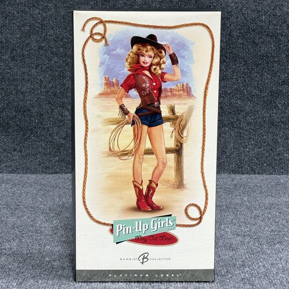 Barbie Pin-Up Girls Way Out West Platinum Label Collector Doll 2005 In Box Blond - Picture 3 of 12
